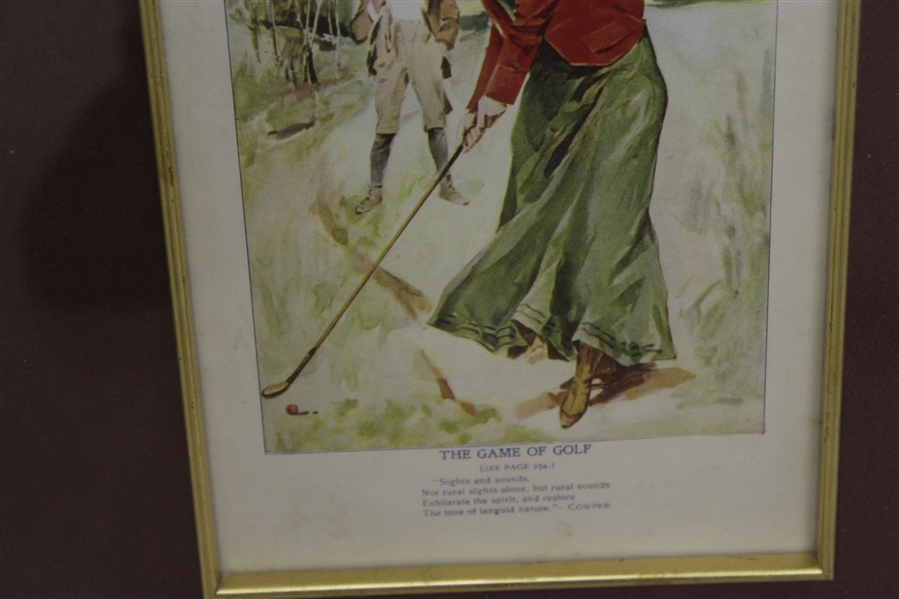 'The Game of Golf' Print of Lady in Dress w/ Caddie Looking on