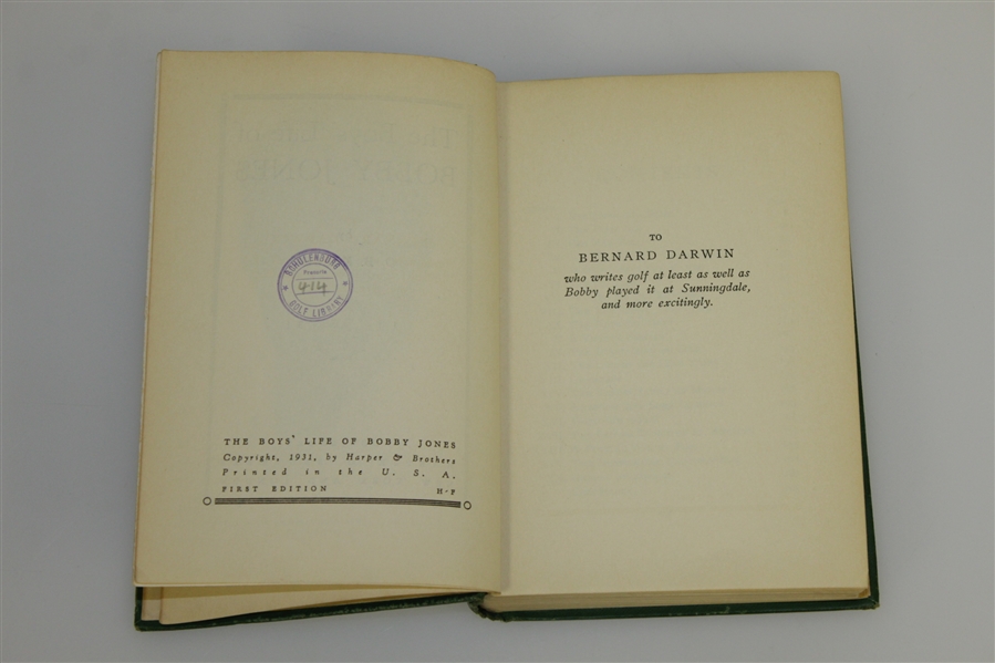 Robert T Jones Signed First Edition 1931 'The Boys' Life of Bobby Jones' by O.B. Keeler Book JSA ALOA