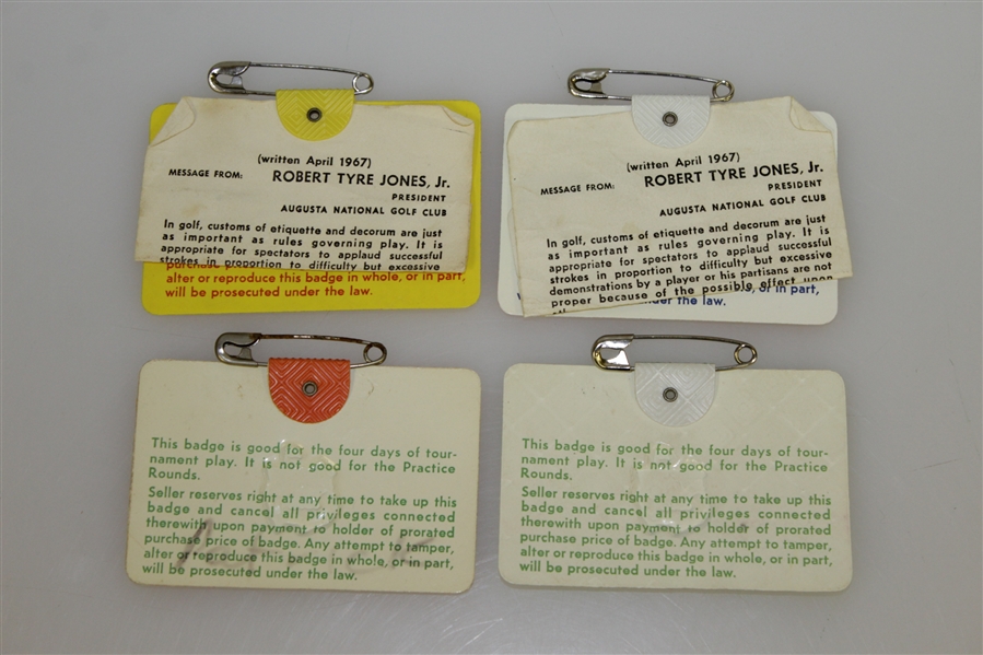 1975, 1976, 1977 & 1978 Masters Tournament Series Badges