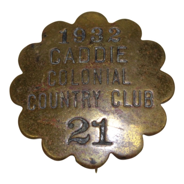1932 Colonial Country Club Caddie Badge