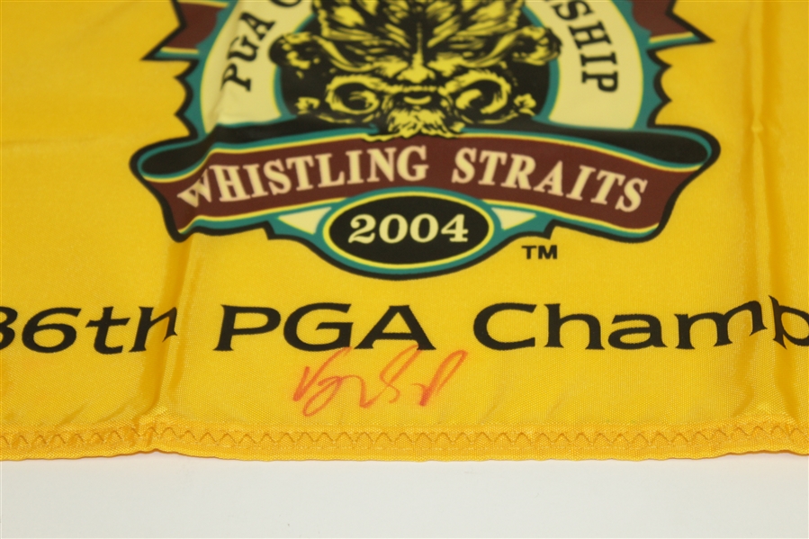 Vijay Singh Signed 2004 PGA Championship at Whistling Straits Yellow Flag JSA ALOA
