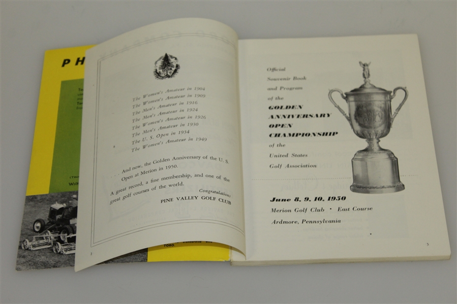 1950 US Open Championship Program - Merion Golf Club - Ben Hogan Winner