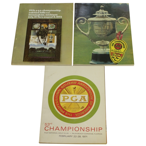 PGA Championship Programs - 1971, 1972 & 1973 - (2) Nicklaus & Player Victories