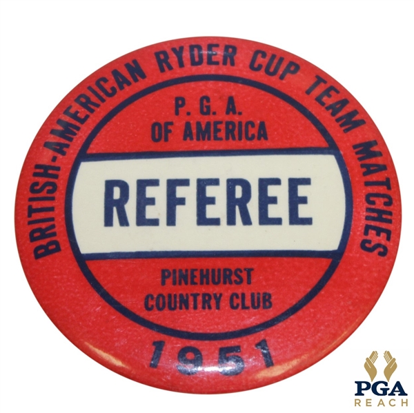 1951 Ryder Cup Referee Badge - Pinehurst Country Club