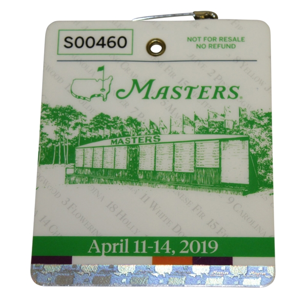2019 Masters Tournament Series Badge #S00460 - Tiger Winds 5th Green Jacket!
