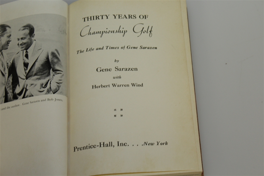 Gene Sarazen Signed & Inscribed '30 Years of Championship Golf' - Glenna Collett CollectionJSA ALOA 