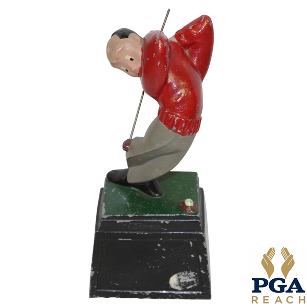 Cast Iron Painted Cartoon Golfer Statue / Figure