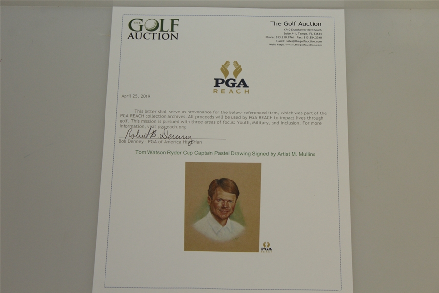 Tom Watson Ryder Cup Captain Pastel Drawing Signed by Artist M. Mullins