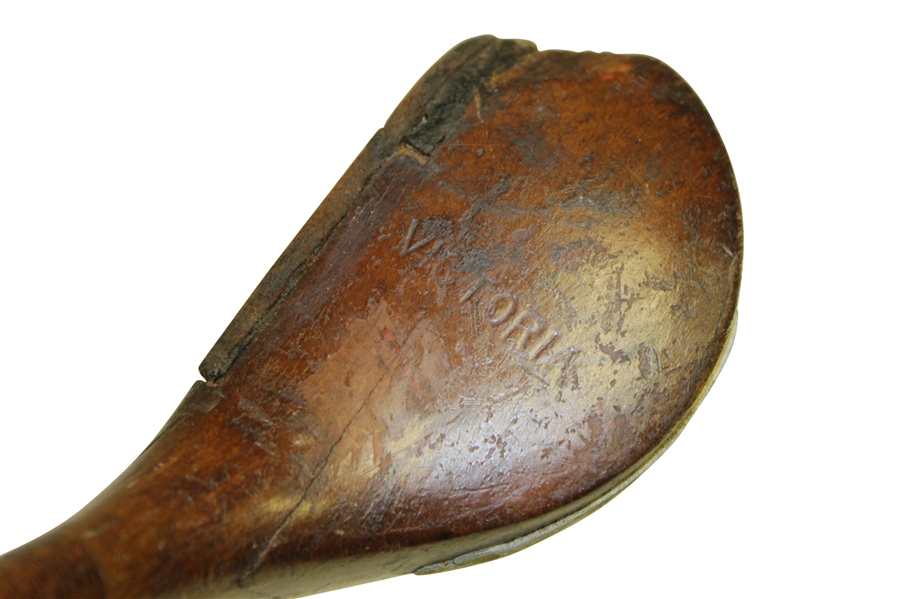 Victoria Spliced Ned Wood Shafted Wood Stamped On Head w/ Lead Weight & Leather Grip