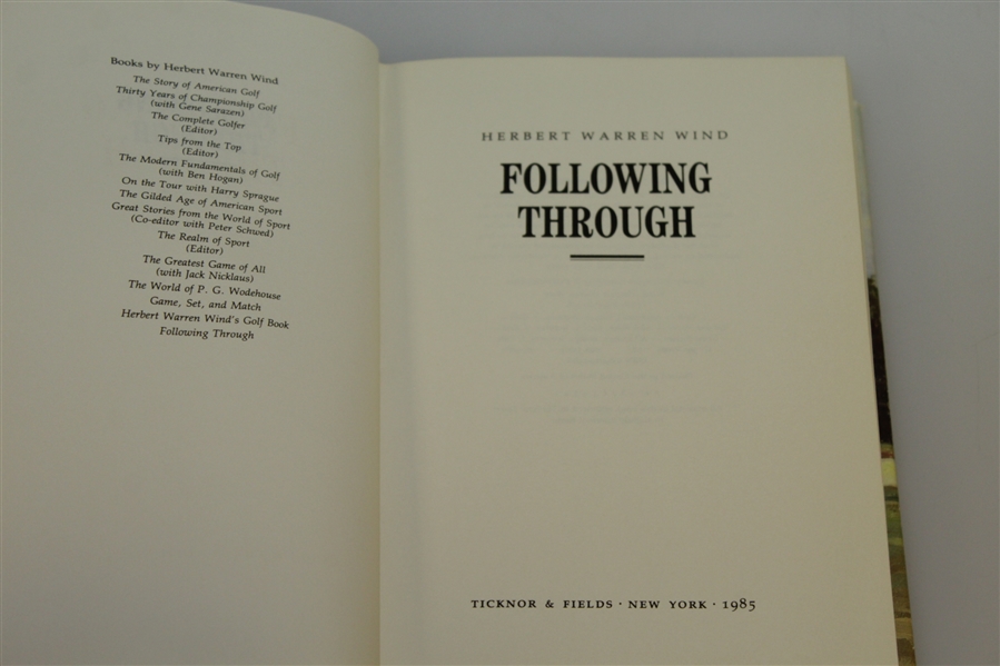 'Following Through' Book Signed by Author Herbert Warren Wind JSA ALOA
