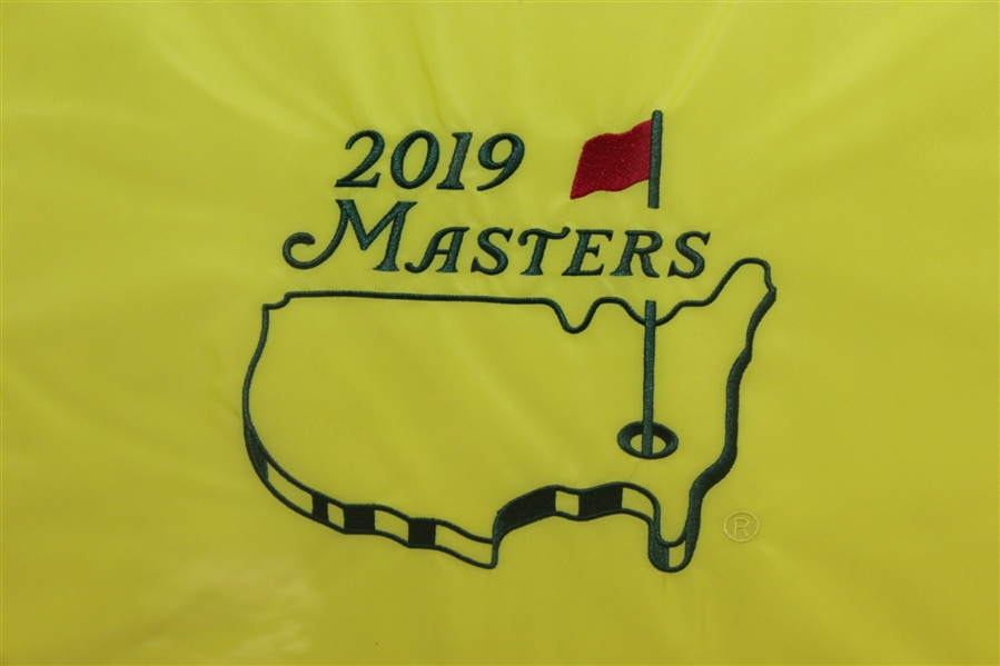 Deluxe Framed 2019 Masters Tournament Embroidered Flag with Nameplate & Ball Markers
