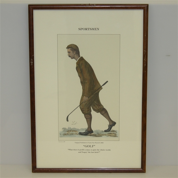 Framed Sportsmen Golf Print - What does it profit a man to gain the....