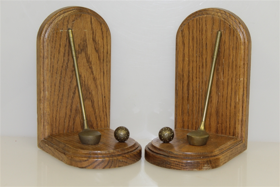 Classic Wooden Club & Ball Bookends