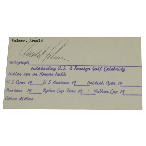 Arnold Palmer Signed Card w/ Time-Period Signature JSA ALOA