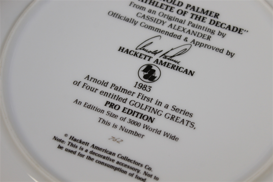 Arnold Palmer 'Athlete of the Decade' Plate by Hackett in 1983 - 762/3000
