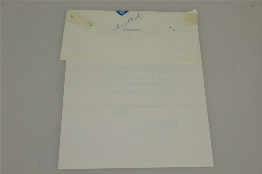Bing Crosby Signed 1969 Letter to C. Penna w/ Envelope - Seminole Content JSA ALOA
