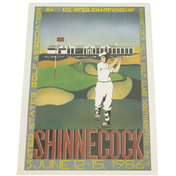 1986 US Open at Shinnecock Hills Poster by Artist Byron Huff - Red Version
