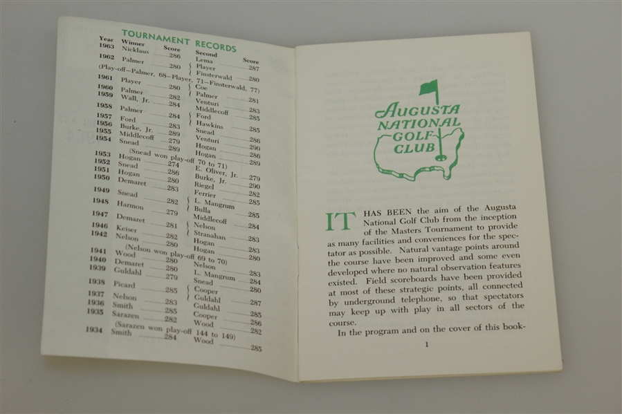 1964 Masters Spectator Guide - Arnold Palmer Wins 7th & Final Major