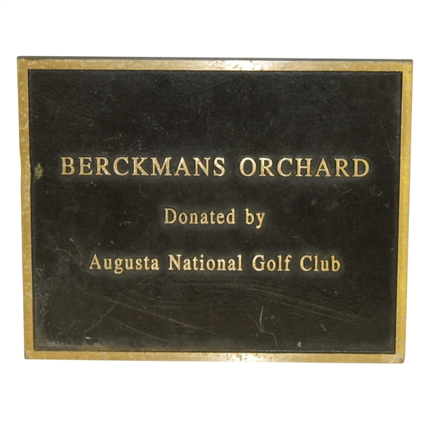 'Berckmans Orchard Donated by Augusta National Golf Club' Solid Bronze Plaque