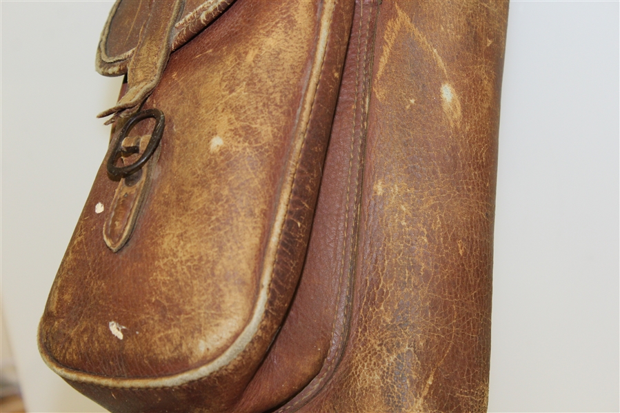 1920's - 1930's Entirely Leather Vintage Golf Club Bag - Including Leather Bottom
