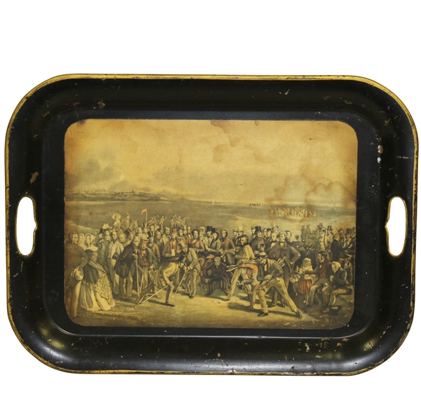'The Golfers' by Artists Charles Lee & Chas. E. Wagstaffe Serving Tray - Reproduction of 1841 Piece