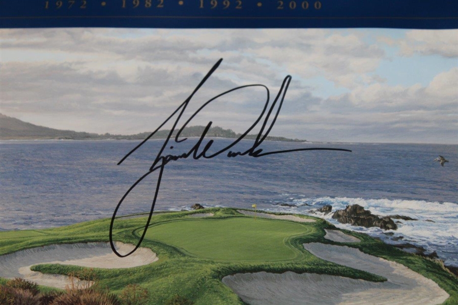Tiger Woods Signed 2000 US Open Print by Linda Hartough - Large Tiger Sig JSA ALOA
