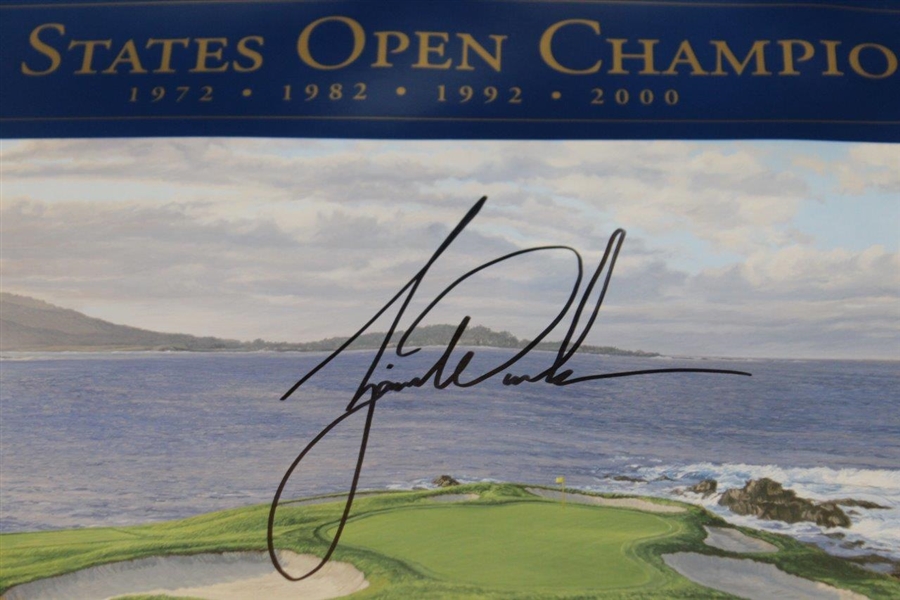 Tiger Woods Signed 2000 US Open Print by Linda Hartough - Large Tiger Sig JSA ALOA