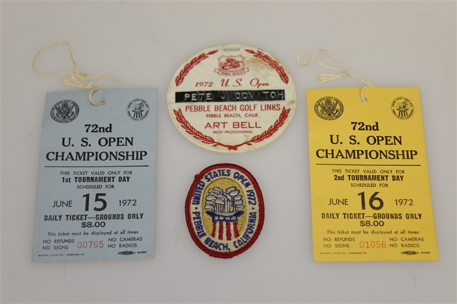 Jack Nicklaus & Arnold Palmer Field Signed '1972 US Open Pebble Beach' Periscope w/ Tickets, Badge & Tag JSA ALOA