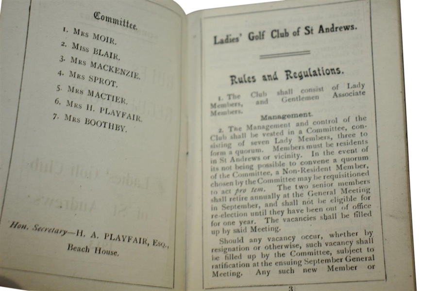 1913 Ladies' Golf Club of St. Andrews Rules And Regulations Booklet