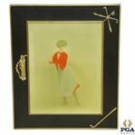 Lady Golfer Hand Colored Picture in Time-Period Golf Themed Frame
