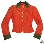 Time-Period British Style Red Golf Club Waistcoat w/ M Stitching on Collar - Ladies Cut