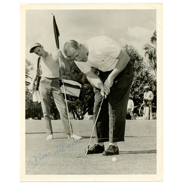 Mickey Mantle 1960's Signed 8x10 Golfing Photograph JSA ALOA