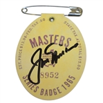 Jack Nicklaus Signed 1965 Masters Series Badge #8952 JSA ALOA