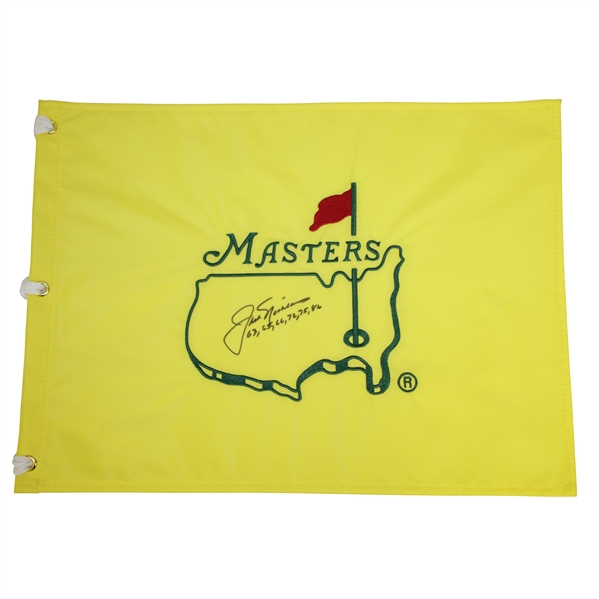 Jack Nicklaus Signed Undated Masters Flag with Years Won Notation JSA FULL #Z91301
