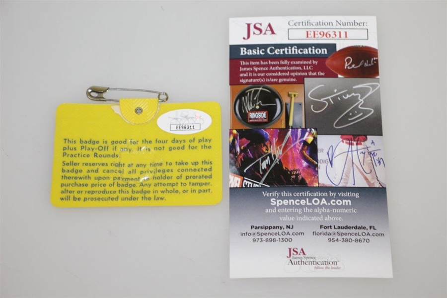 Tommy Aaron Signed 1973 Masters Tournament Badge #26784 JSA #EE96311