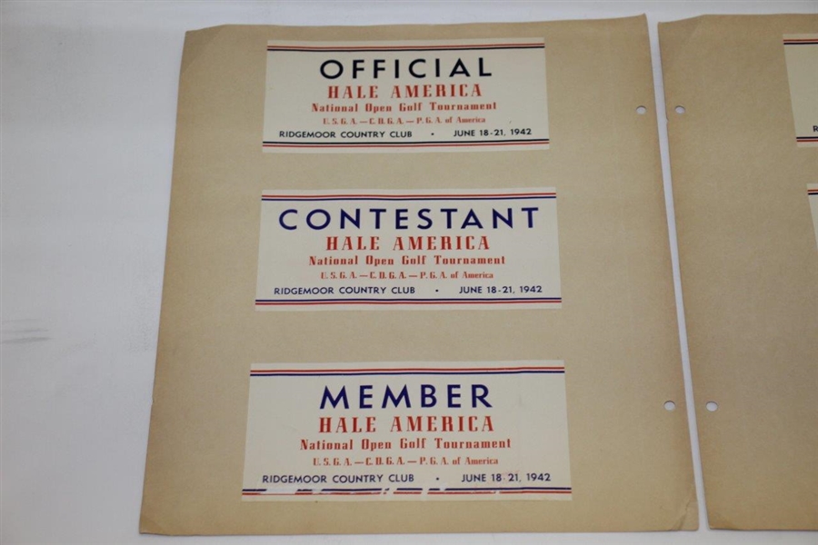 1942 Hale America National (US Open?) Member, Contestant, Press, Employee, & Official Parking Passes