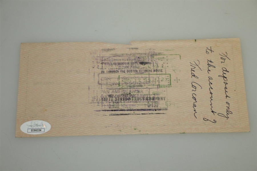 Sam Snead Signed 1952 Personal Check to Fred Corcoran JSA #EE96334