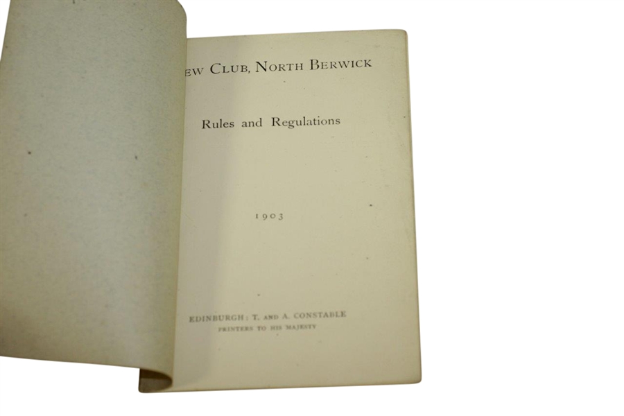 1903 North Berwick New Club Rules and Regulations Booklet - Proof Copy