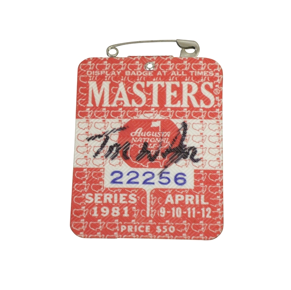 Tom Watson Signed 1981 Masters Series Badge #22256 JSA ALOA
