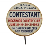 1942 Hale America National Open Contestant Badge HOGANS First Major WIN ? - RARE