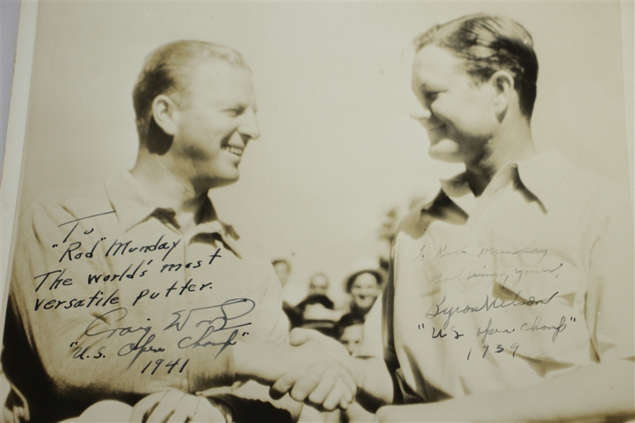 Craig Wood & Byron Nelson Signed & Inscribed w/ US Open Victories 8x10 Photo JSA ALOA