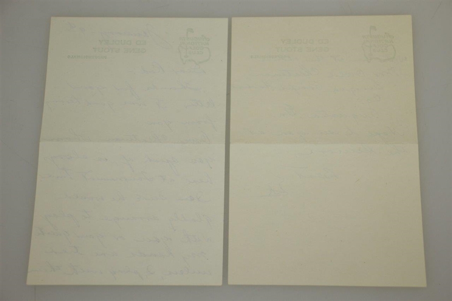 Ed Dudley's Handwritten 1957 Augusta National Stationary Letter to Rod Munday JSA ALOA