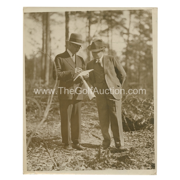 Early 1930's Augusta National Golf Club Type 1 Original Photo of Bobby Jones & Wendell P. Miller Reviewing Plans