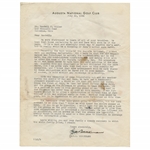 Augusta Nat. Letterhead Dated 1935 - G.M. PJA Berckmans to Course Engineer w/Significant Turf Content JSA ALOA