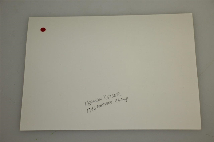 Herman Keiser Signed & Inscribed Masters 46 Photo JSA ALOA