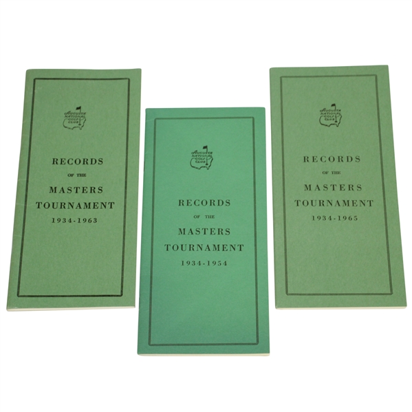 Augusta National Golf Club Masters Tournament Record Books from 1964, 1955 & 1966