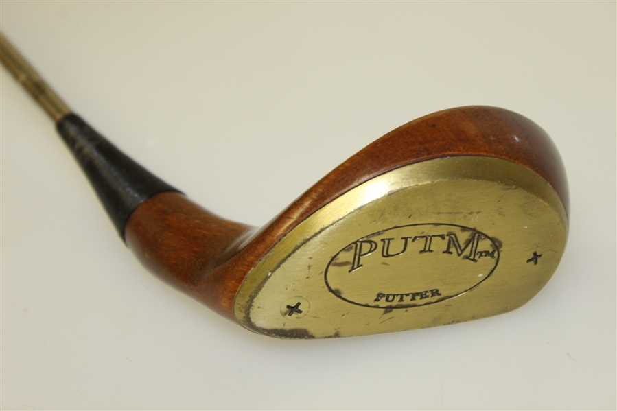 Unusual “PUTM” Persimmon Wood Bent-Neck Mallet Putter