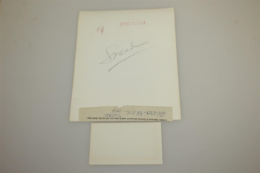 Sam Snead Signed Vintage Card w/ 1954 Greenbrier Wire Photo - Harmon & Demaret JSA ALOA