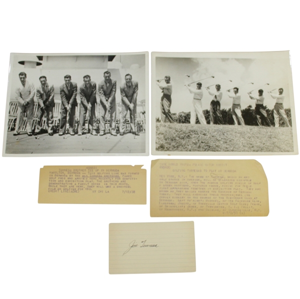 Jim Turnesa Signed Card w/ Brothers Swing Sequence Wire Photos - 1952 PGA Champ JSA ALOA
