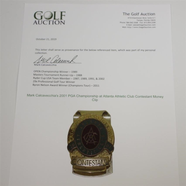 Mark Calcavecchia's 2001 PGA Championship at Atlanta Athletic Club Contestant Money Clip